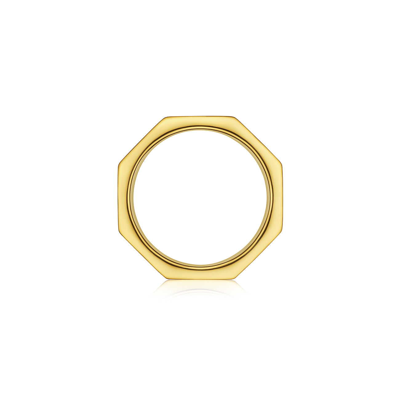 MoAnA LUU Ti eternity band ring in 18K yellow gold, featuring baguette diamonds in an octagonal shape.