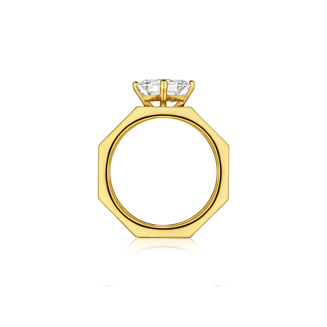 MoAnA LUU Doudou Cheri engagement ring in 18K yellow gold, featuring an intricate woven openwork design inspired by Caribbean fish traps.