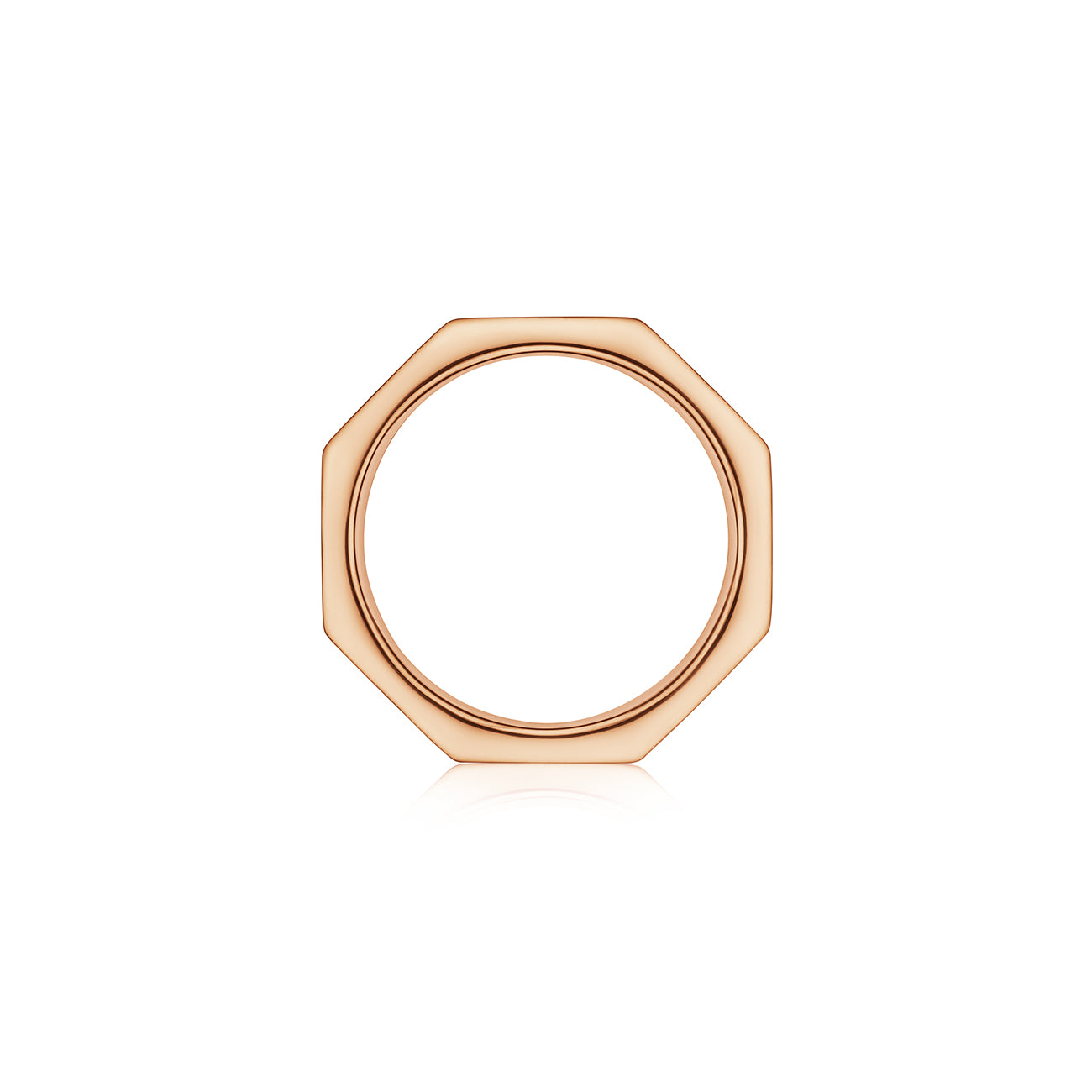 MoAnA LUU Ti band ring in 18K rose gold, featuring baguette diamonds in an octagonal shape.