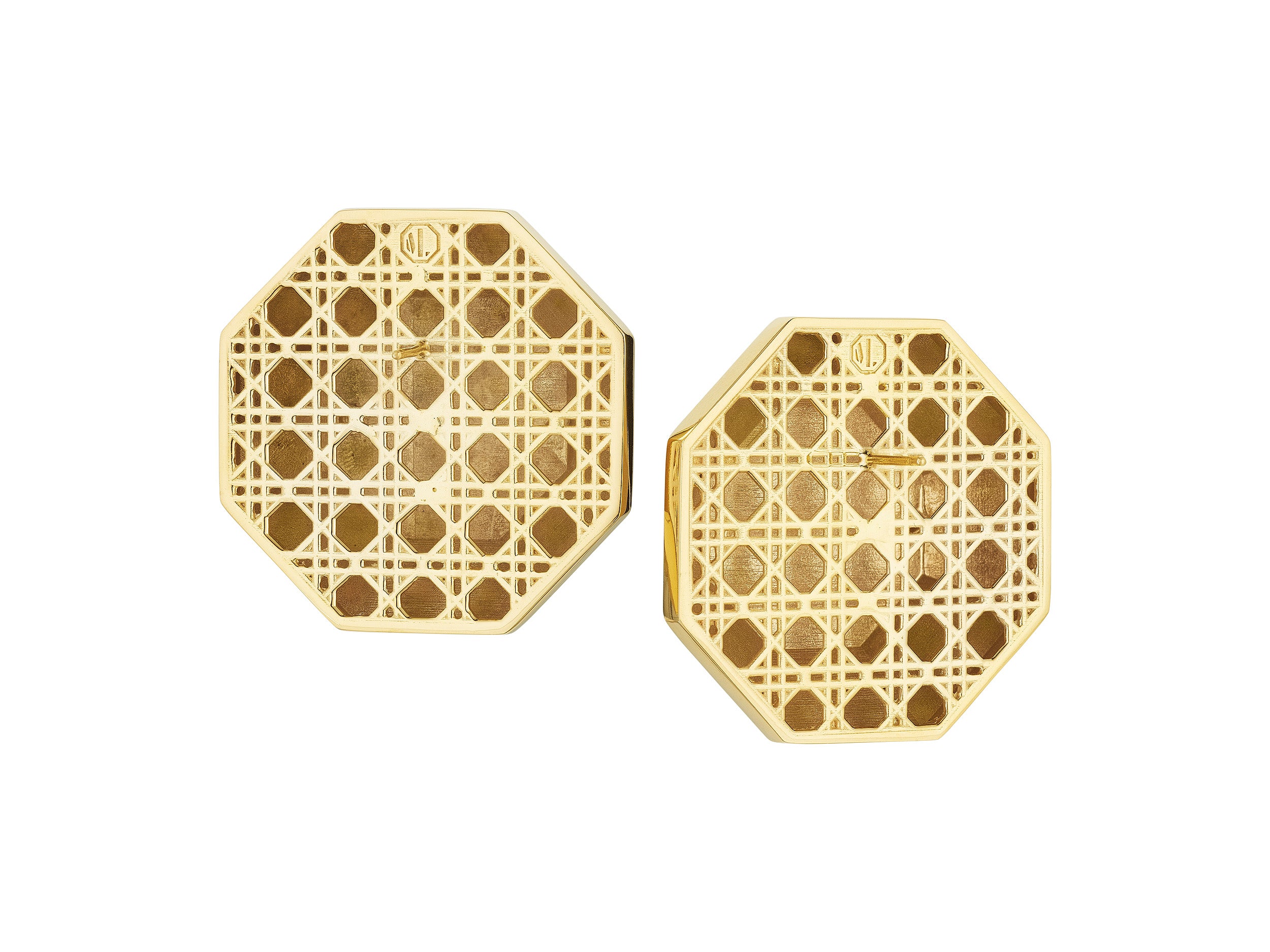 MoAnA LUU ML statement octogonal earrings in vermeil made in New York City.