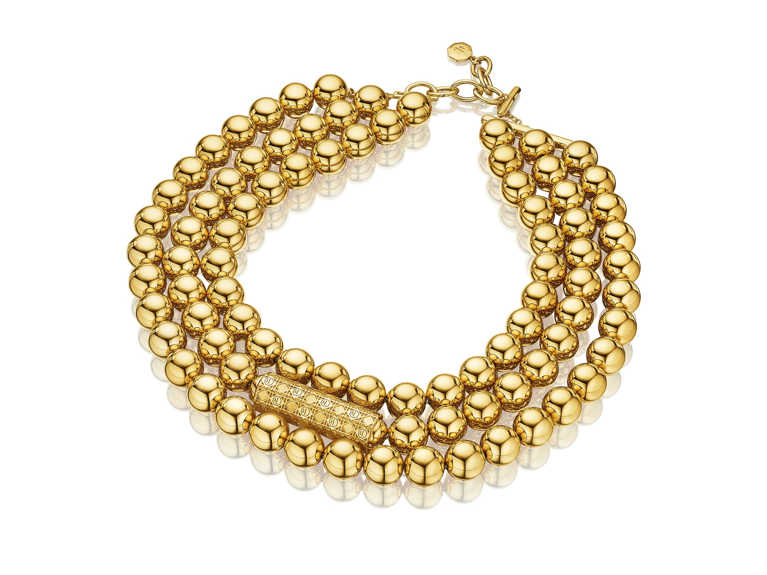 MoAnA LUU Beads necklace with barrel lock in vermeil, inspired by Creole jewelry.