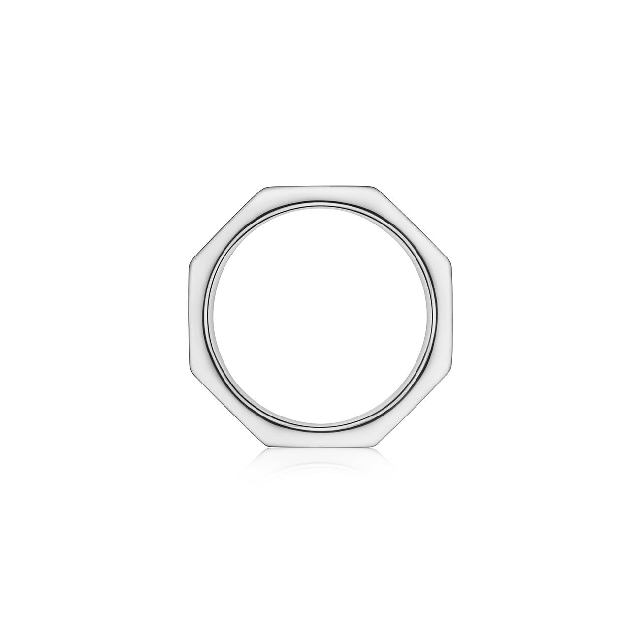MoAnA LUU Doudou wide ring in 18K white gold, featuring a sculptural geometric form with openwork cane-woven interior inspired by Caribbean fish traps.