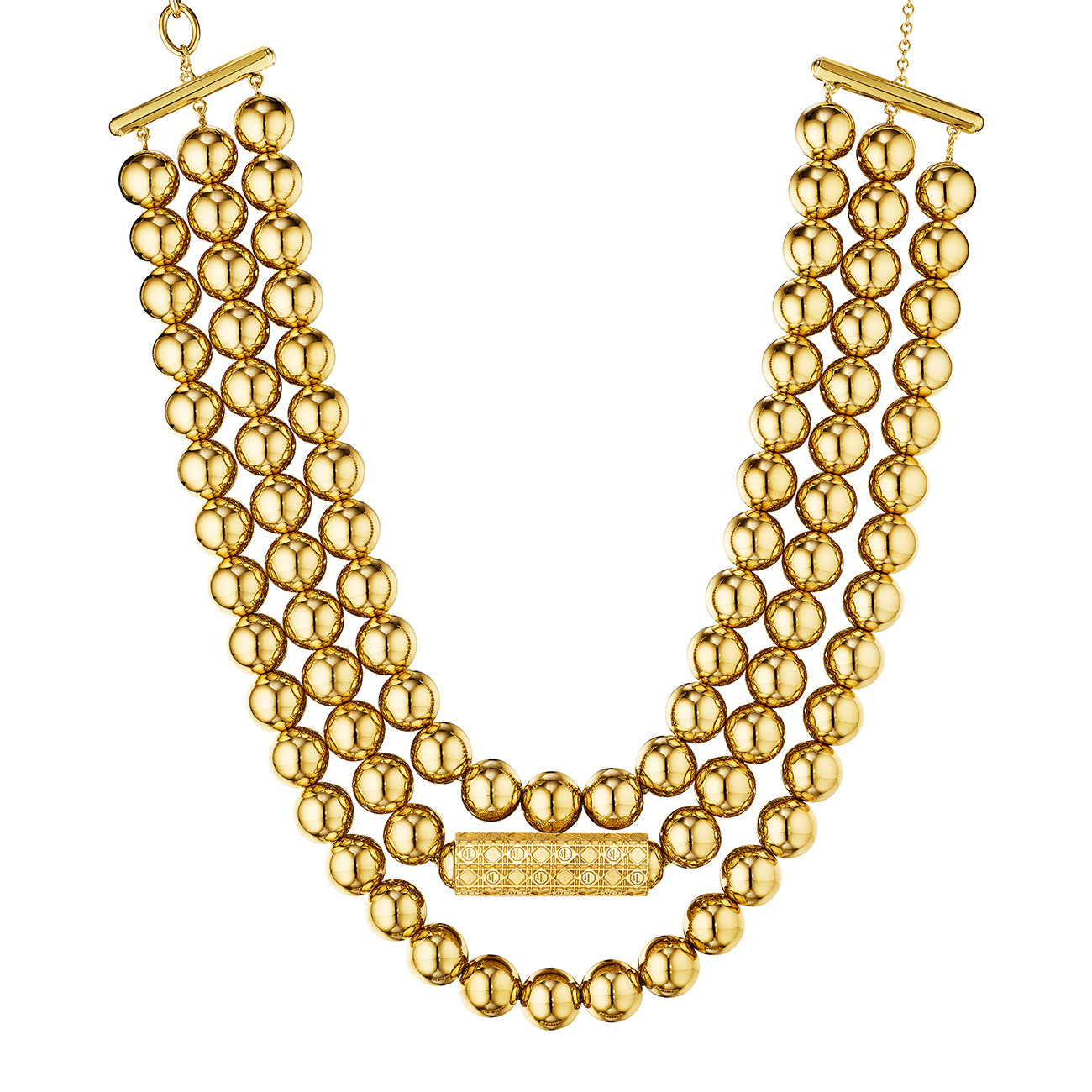 MoAnA LUU Beads necklace with barrel lock in vermeil,  inspired by Creole jewelry. 
