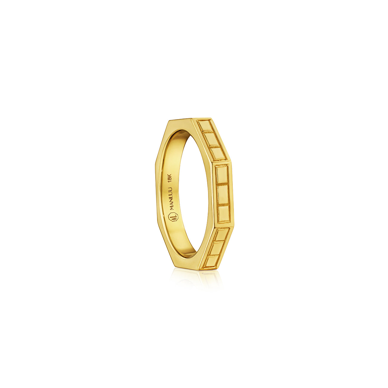 MoAnA LUU Ti band ring in 18K yellow gold, featuring clean architectural lines.