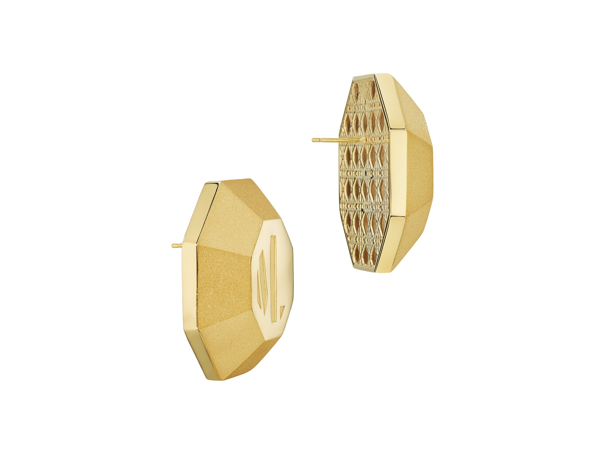 MoAnA LUU ML statement octogonal earrings in vermeil made in New York City. 