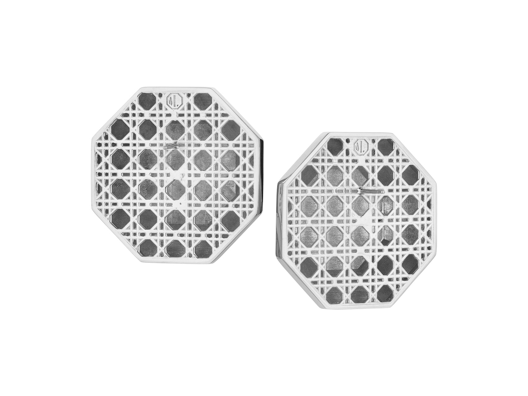 MoAnA LUU ML statement octogonal earrings in silver made in New York City. 